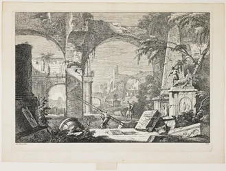 Veduta immaginaria con rovine antiche